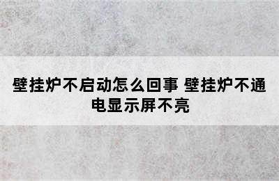 壁挂炉不启动怎么回事 壁挂炉不通电显示屏不亮